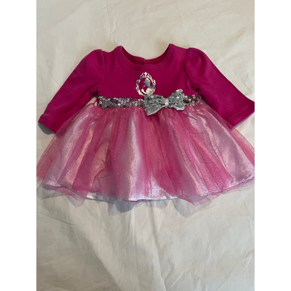 Disney Baby Princess Dress Pink Tulle Sequin Bow Size 0–3 Months